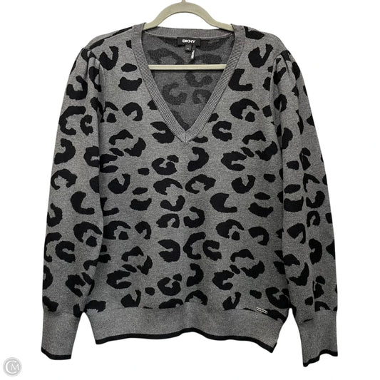 Sweater By Dkny In Black & Grey, Size: Xl