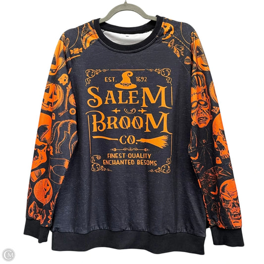 Sweatshirt Crewneck By Clothes Mentor In Black & Orange, Size: L