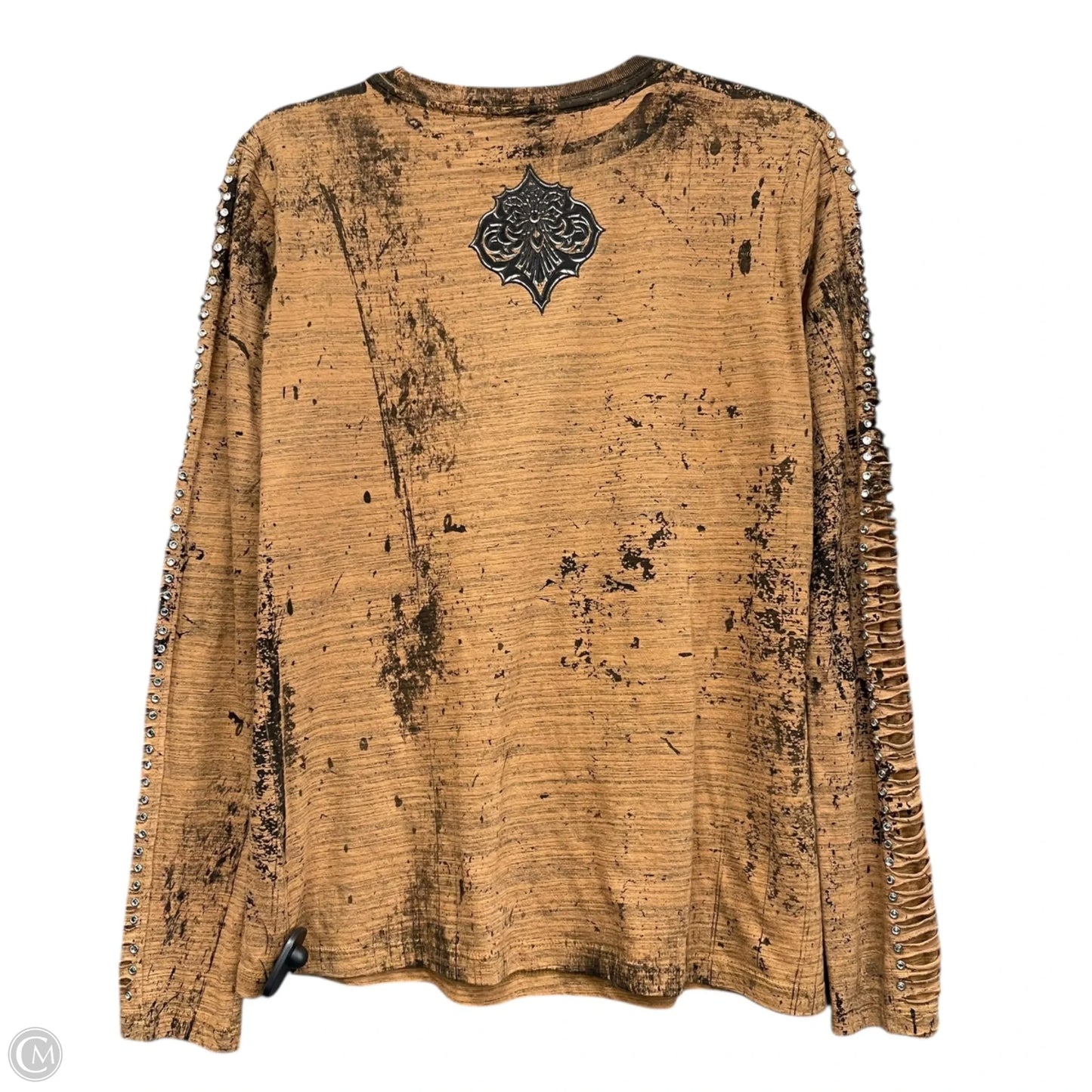 Top Long Sleeve By Affliction In Black & Tan, Size: S