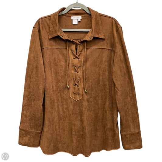Top Long Sleeve By Clothes Mentor In Brown, Size: Xl