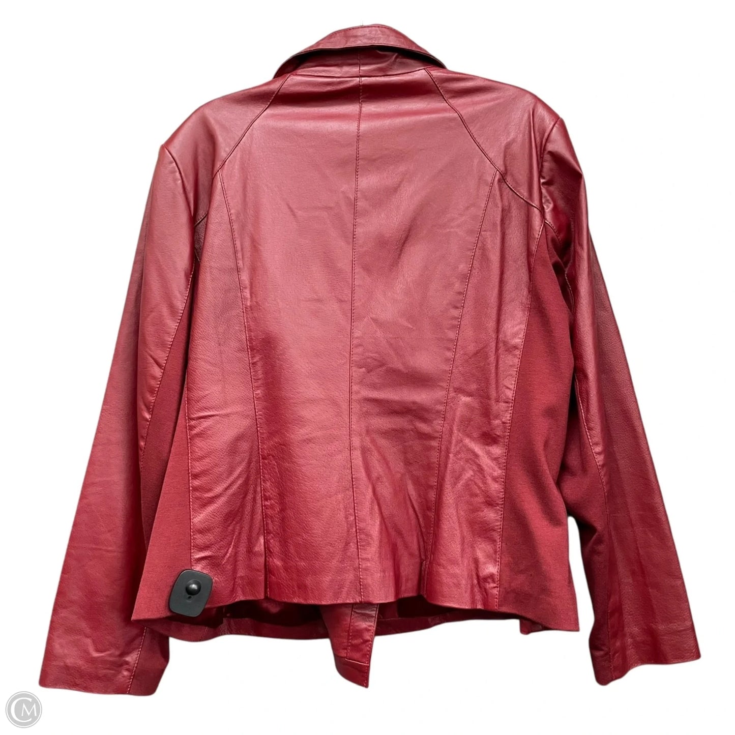 Jacket Moto Leather By Iman Hsn In Maroon, Size: 1x