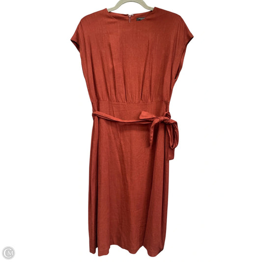 Dress Casual Midi By Ann Taylor In Brown & Red, Size: 0p