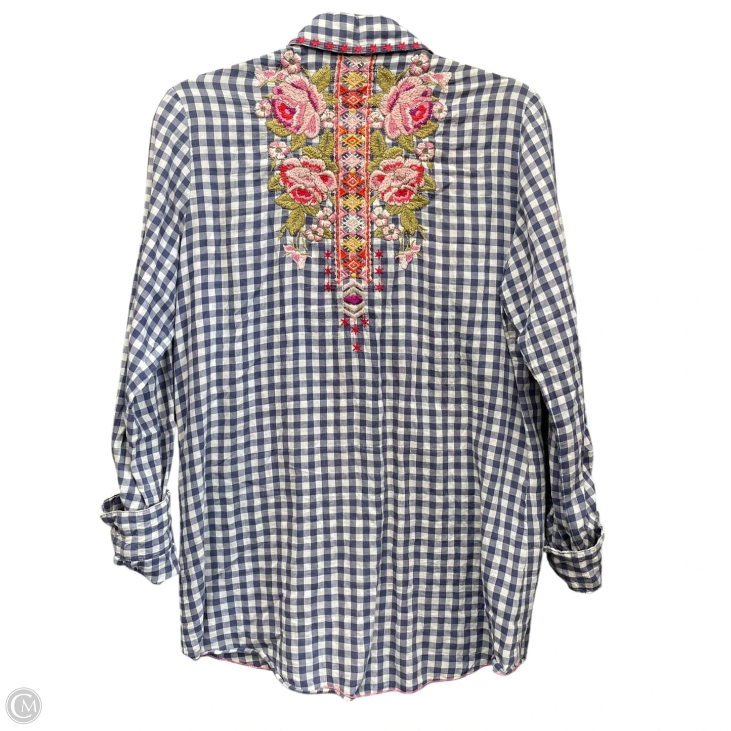 Top Long Sleeve By Johnny Was In Blue & White, Size: S
