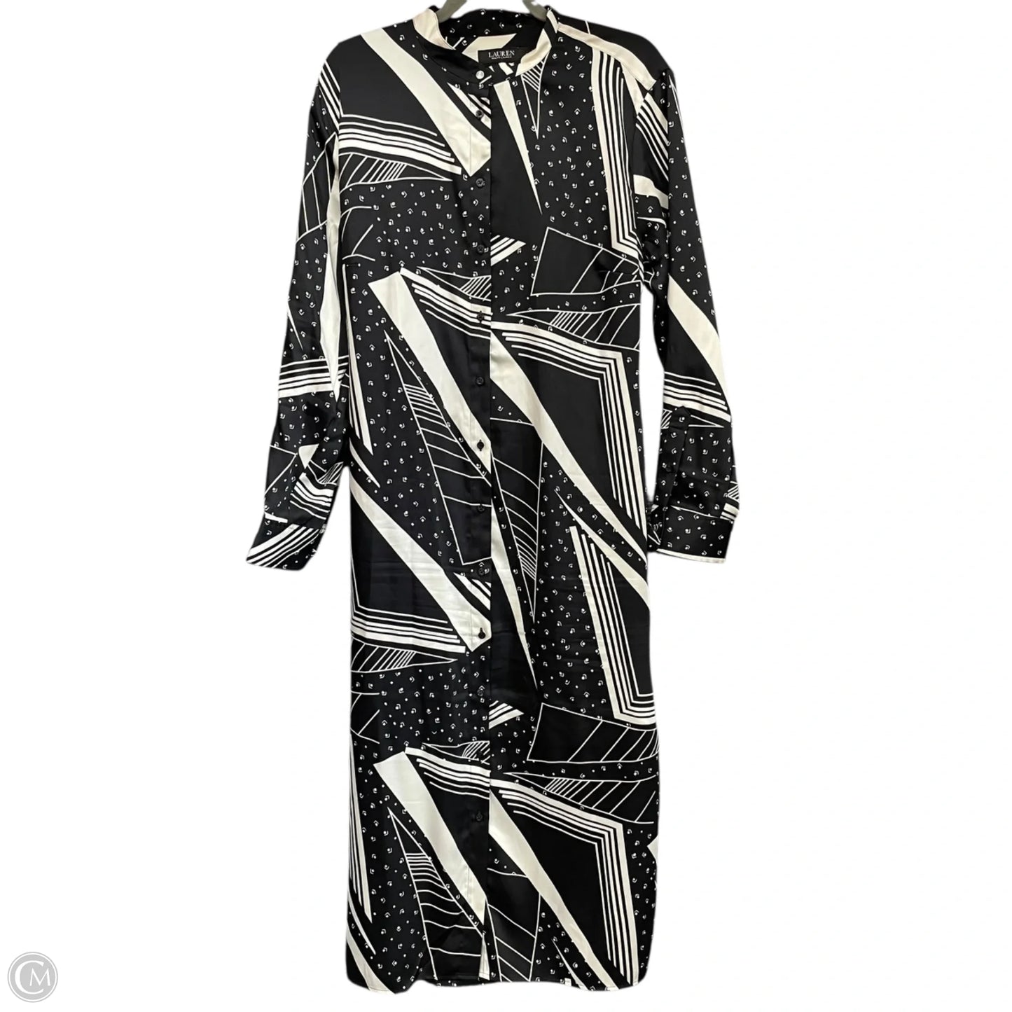 Dress Casual Midi By Lauren By Ralph Lauren In Black & White, Size: 16