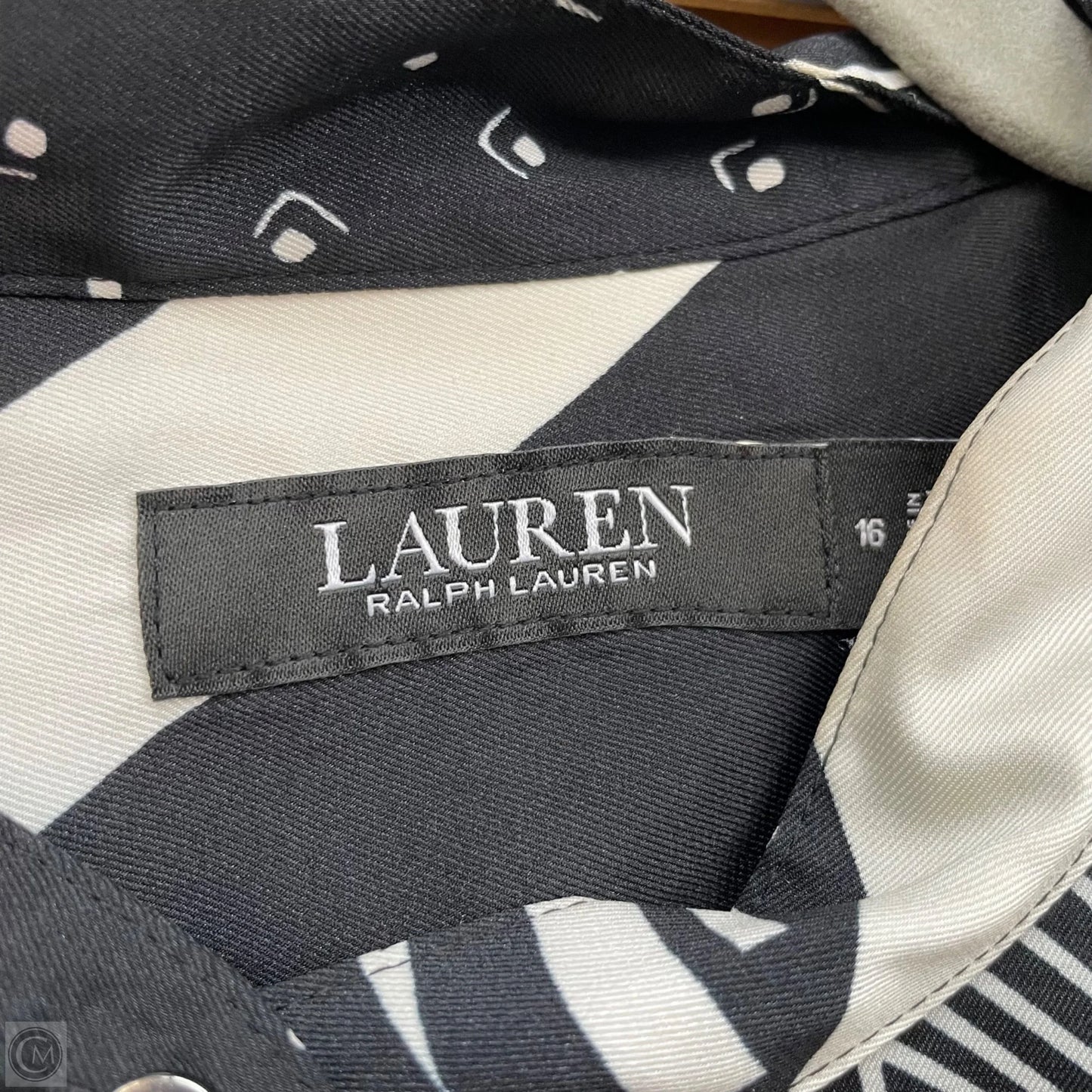 Dress Casual Midi By Lauren By Ralph Lauren In Black & White, Size: 16