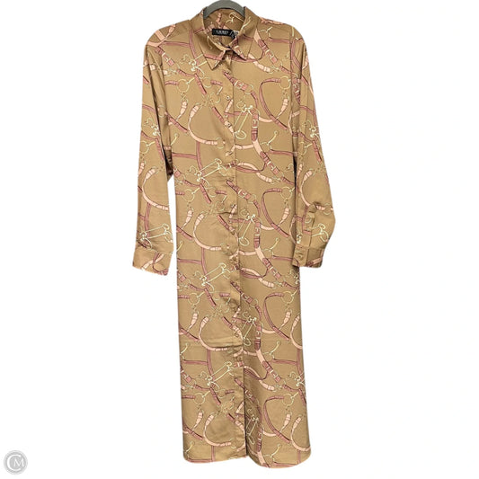 Dress Casual Midi By Lauren By Ralph Lauren In Tan, Size: 16