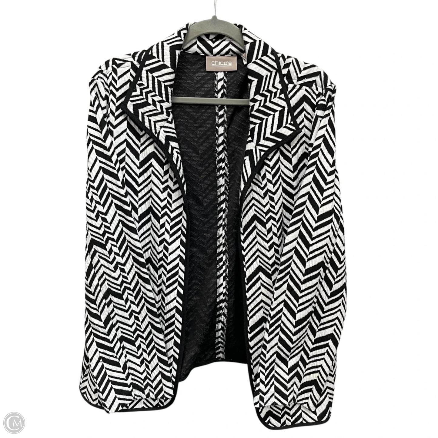 Cardigan By Chicos In Black & White, Size: Xl