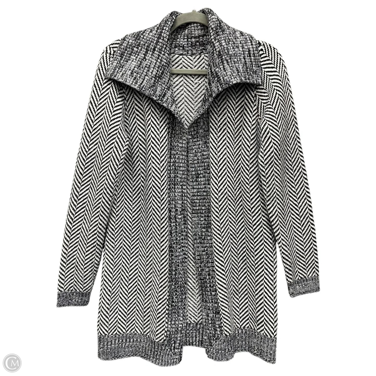 Sweater Cardigan By Clothes Mentor In Black & White, Size: M
