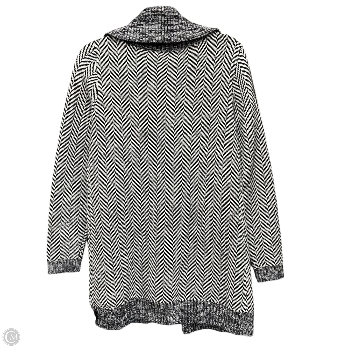 Sweater Cardigan By Clothes Mentor In Black & White, Size: M