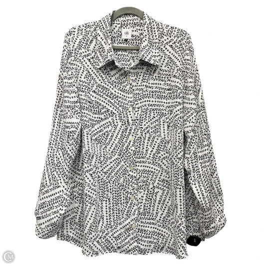 Blouse Long Sleeve By Cabi In Black & White, Size: Xl