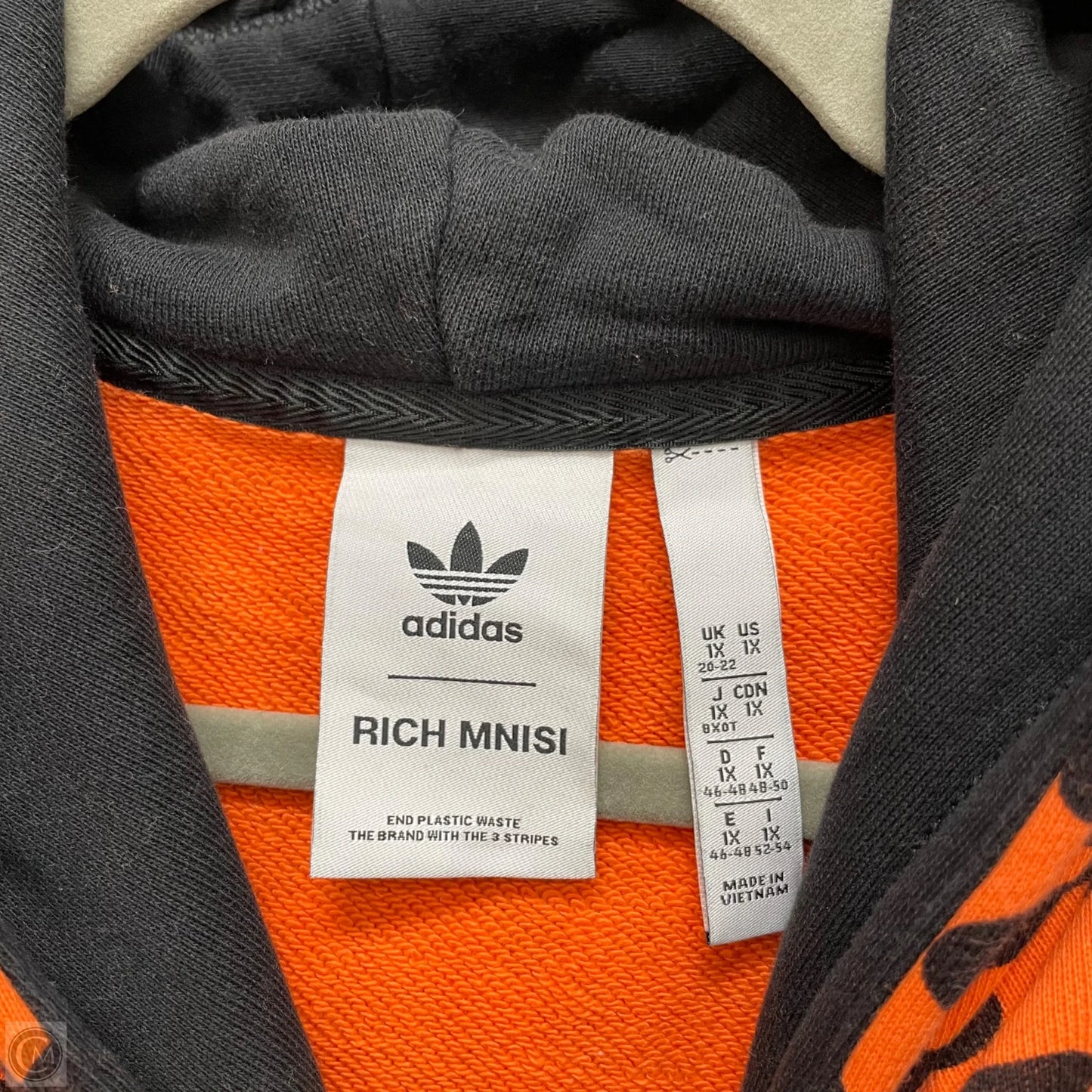 Sweatshirt Hoodie By Adidas In Black & Orange, Size: 1x