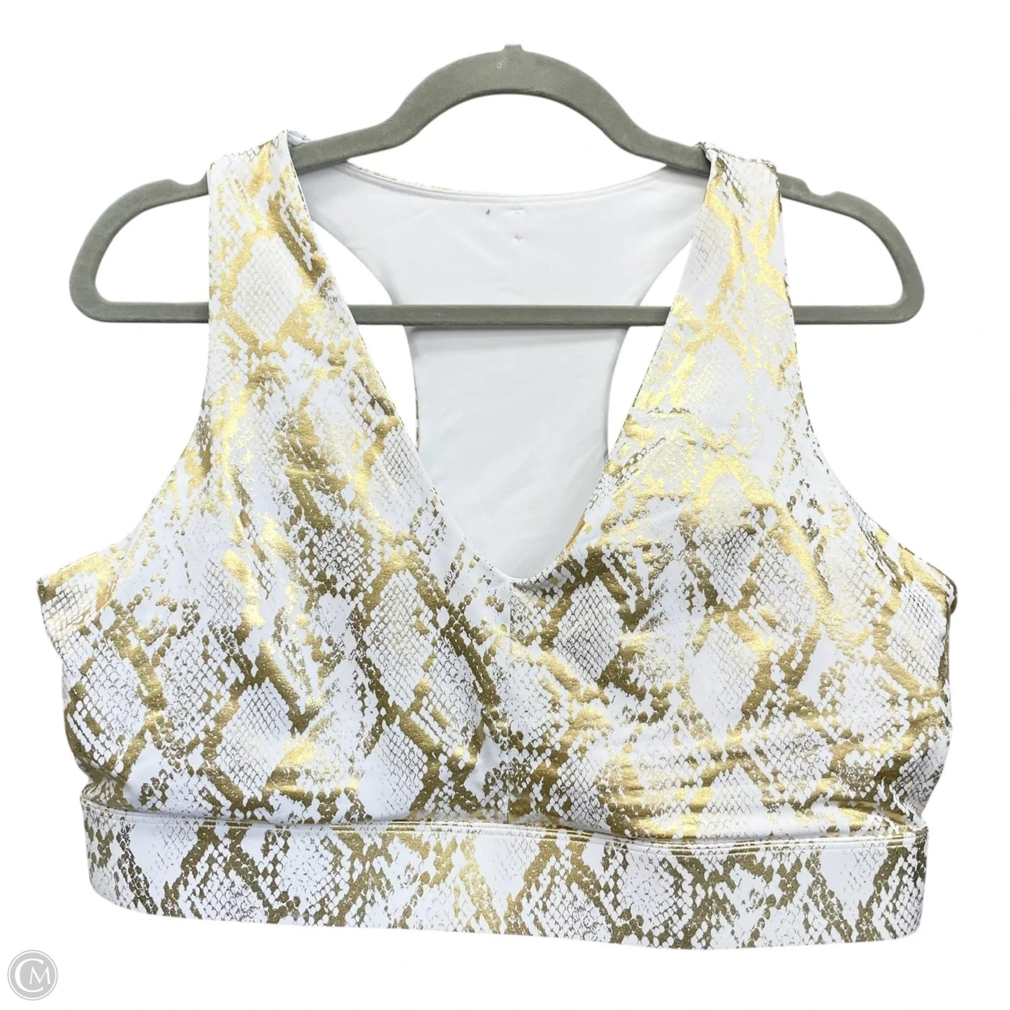 Athletic Bra By Fabletics In Gold & White, Size: 1x