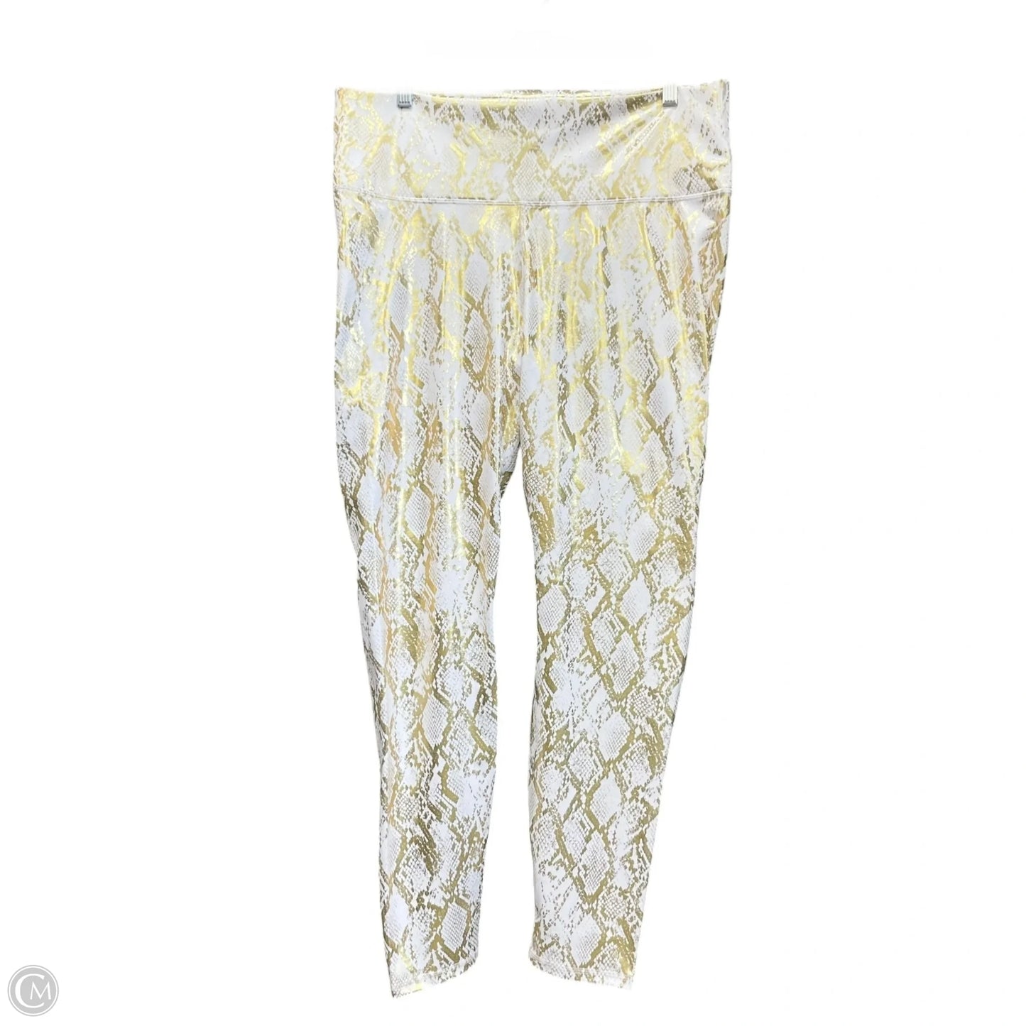 Athletic Leggings By Fabletics In Gold & White, Size: 2x