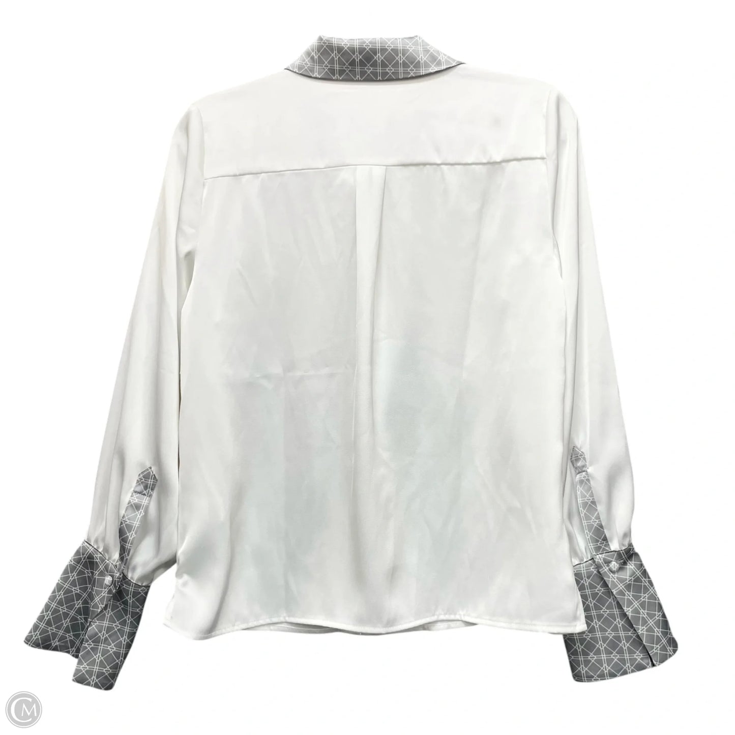 Blouse Long Sleeve By Halogen In Grey & White, Size: Xs