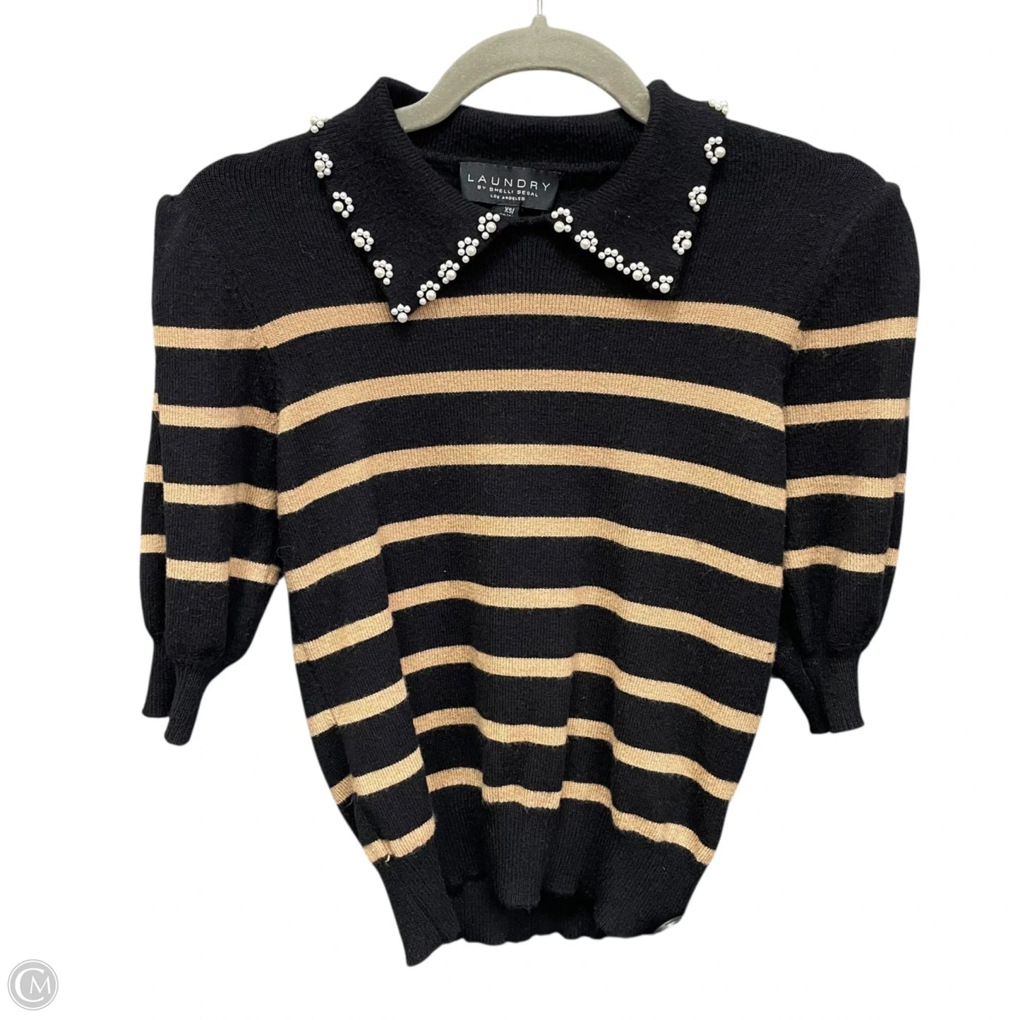Sweater Short Sleeve By Laundry In Black & Tan, Size: Xs