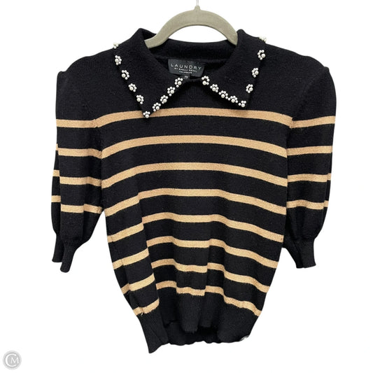 Sweater Short Sleeve By Laundry In Black & Tan, Size: Xs