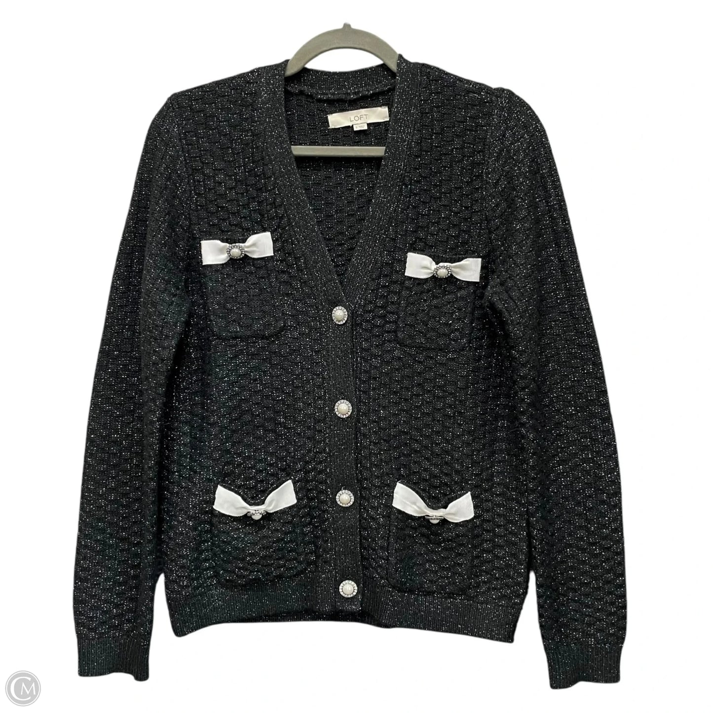 Sweater Cardigan By Loft In Black, Size: S