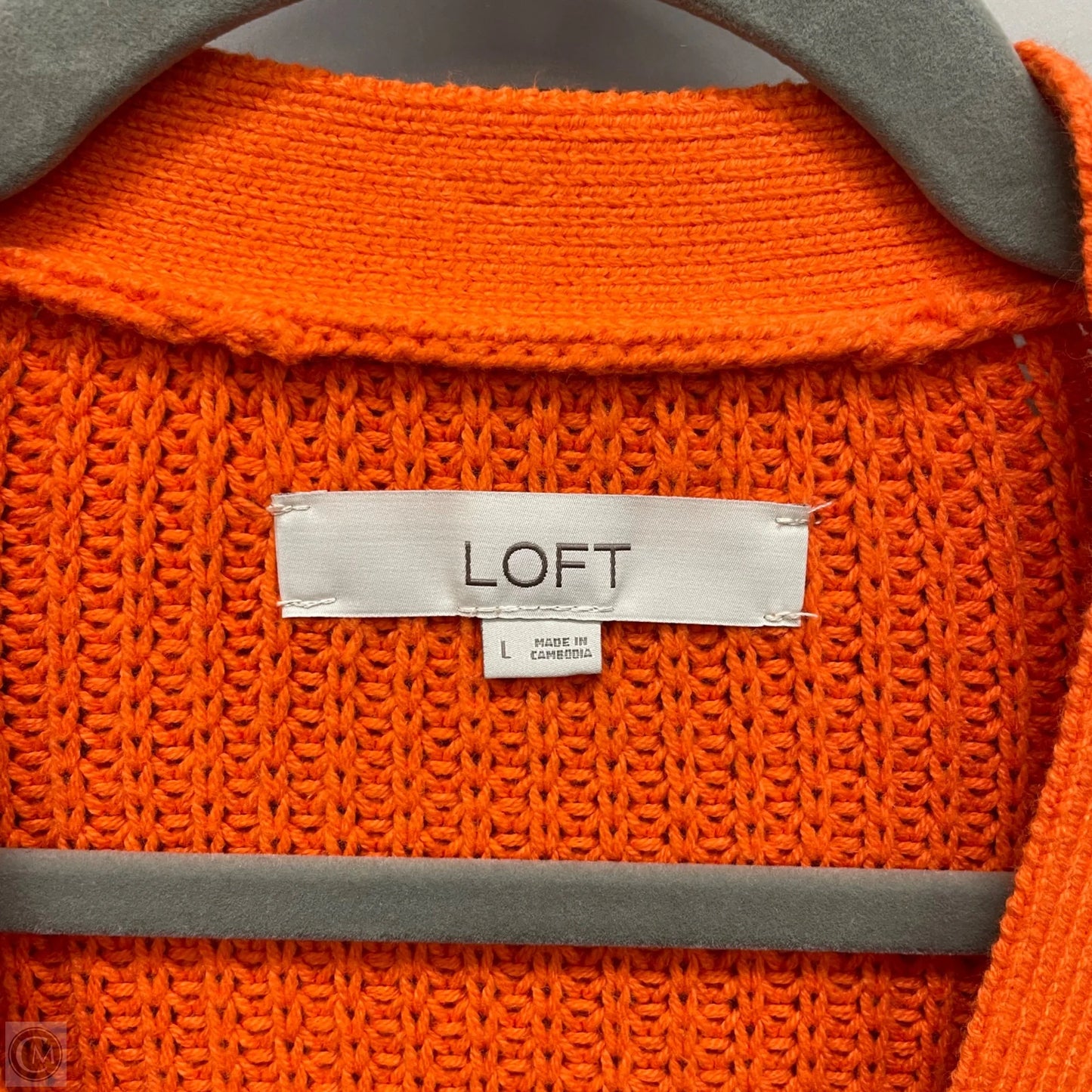 Sweater Cardigan By Loft In Orange, Size: L