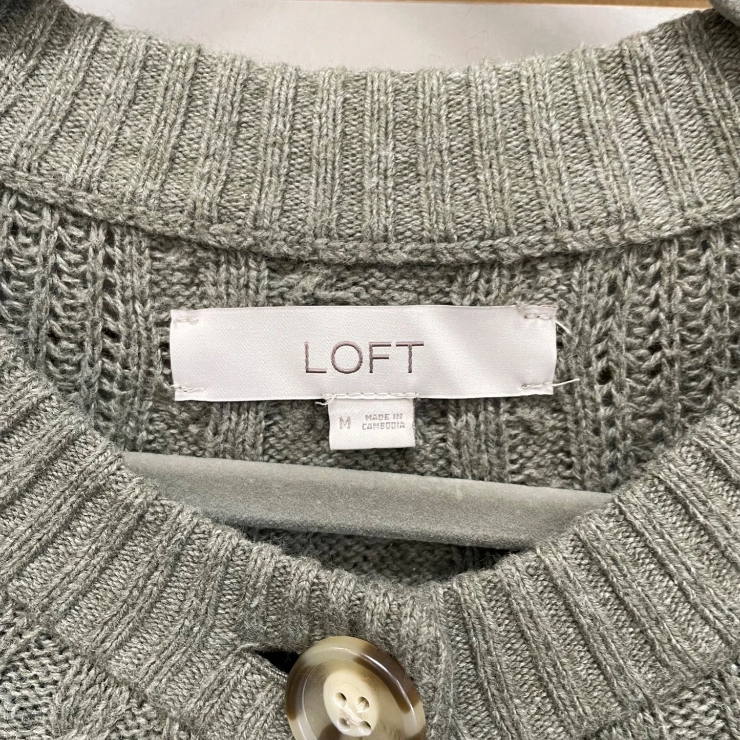 Sweater Cardigan By Loft In Green, Size: M