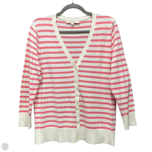 Cardigan By Loft In Pink & White, Size: L