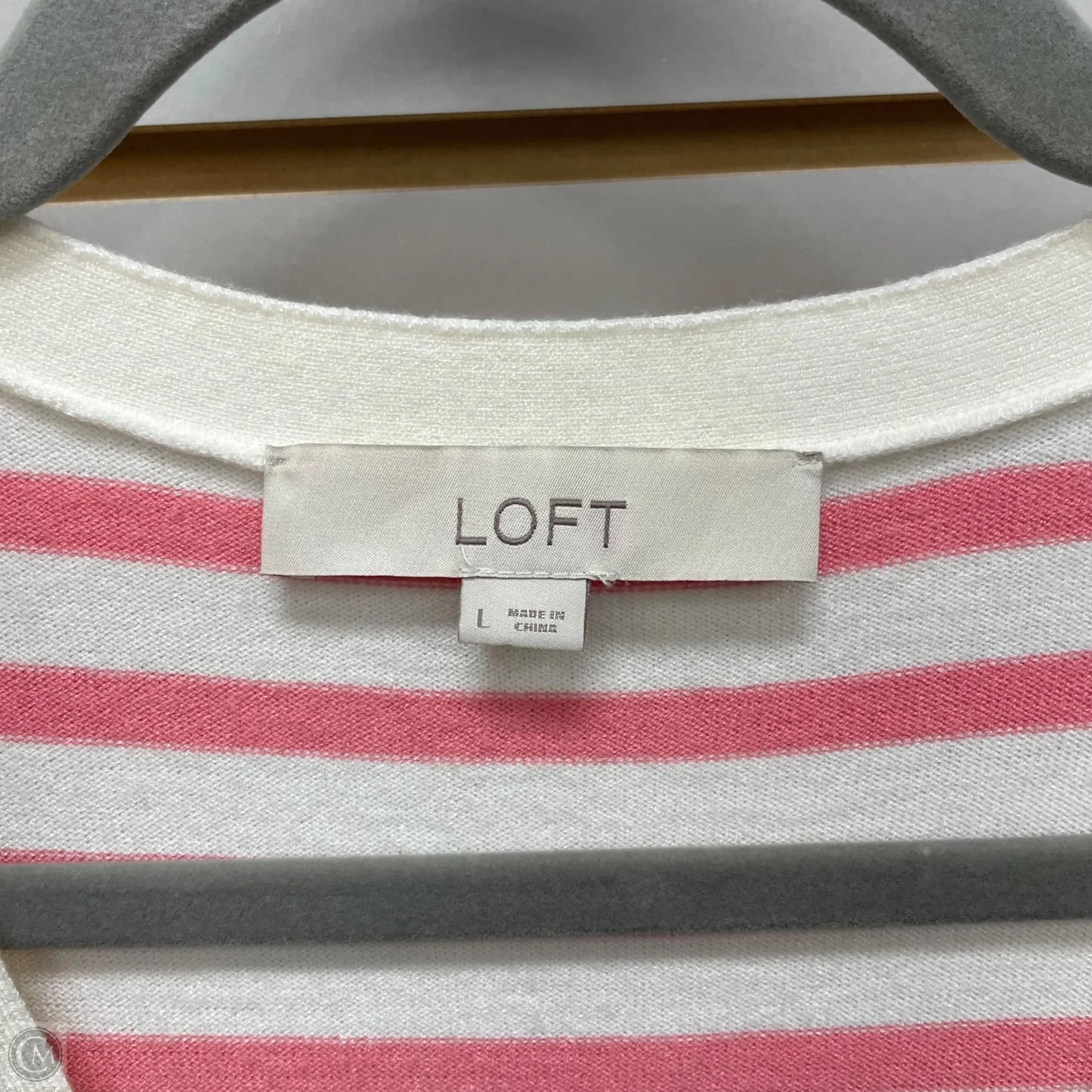 Cardigan By Loft In Pink & White, Size: L