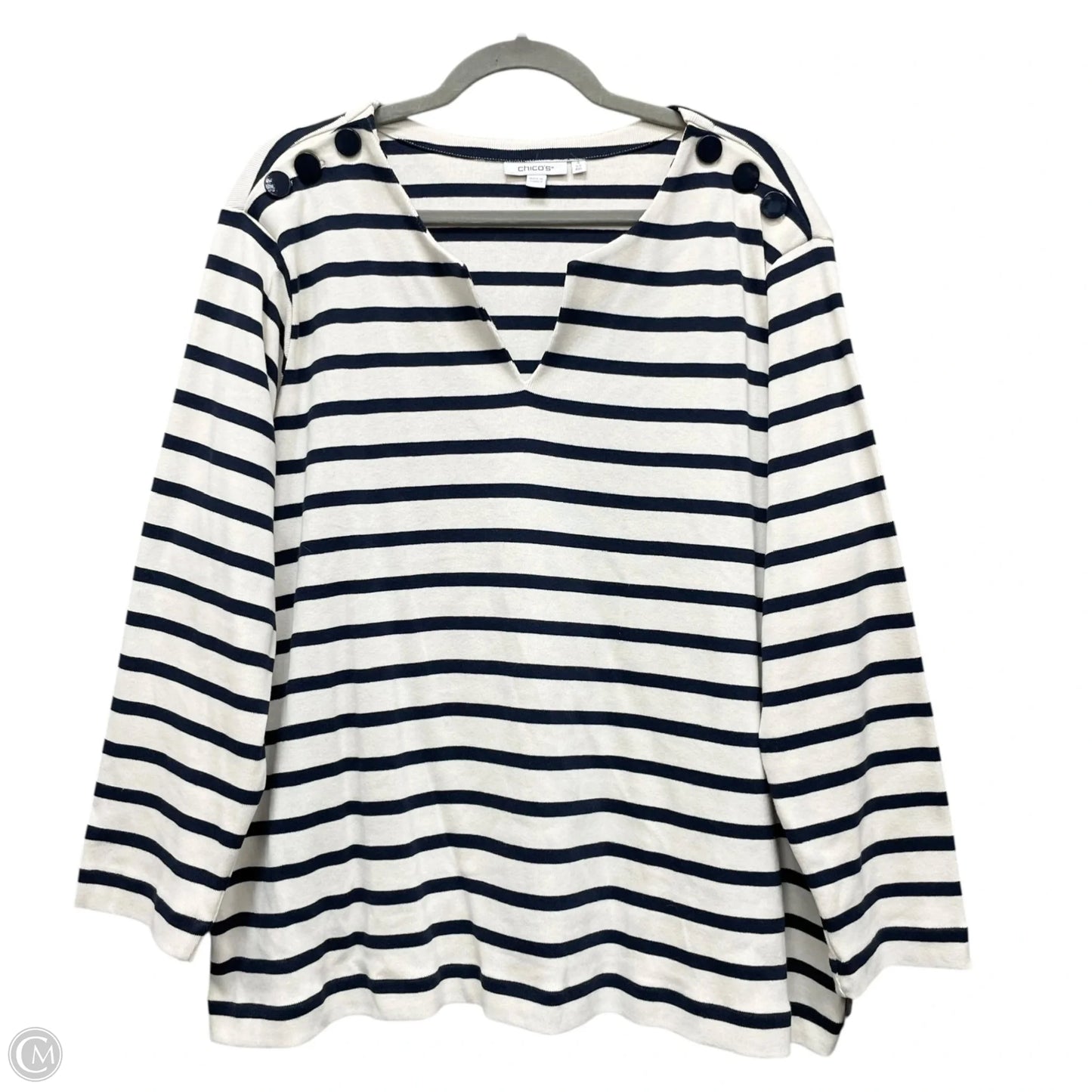 Top Long Sleeve By Chicos In Striped Pattern, Size: 1x