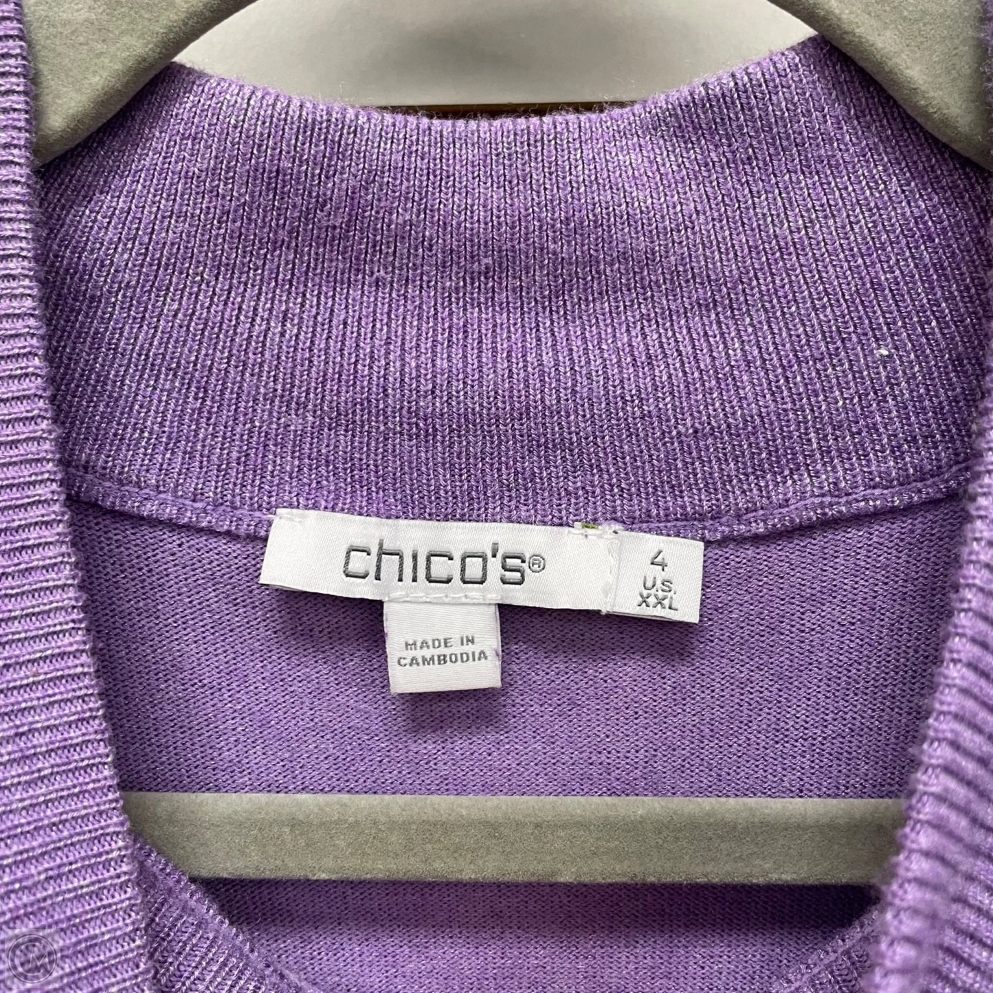 Sweater Short Sleeve By Chicos In Purple, Size: Xxl