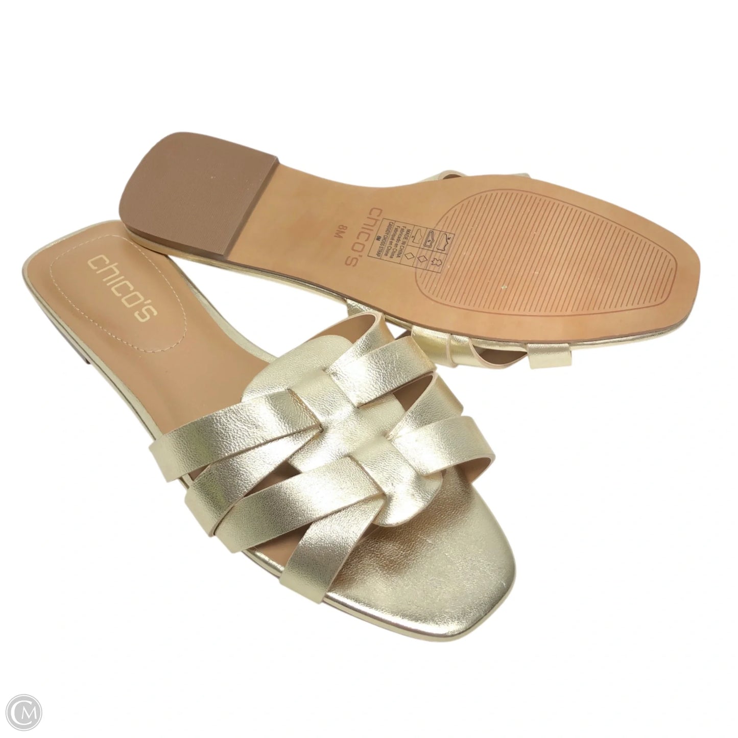 Sandals Flats By Chicos In Gold, Size: 8