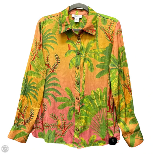 Blouse Long Sleeve By Rachel Zoe In Orange & Pink, Size: L