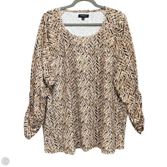 Athletic Top Long Sleeve Crewneck By Kinesis In Black & Tan, Size: 3x