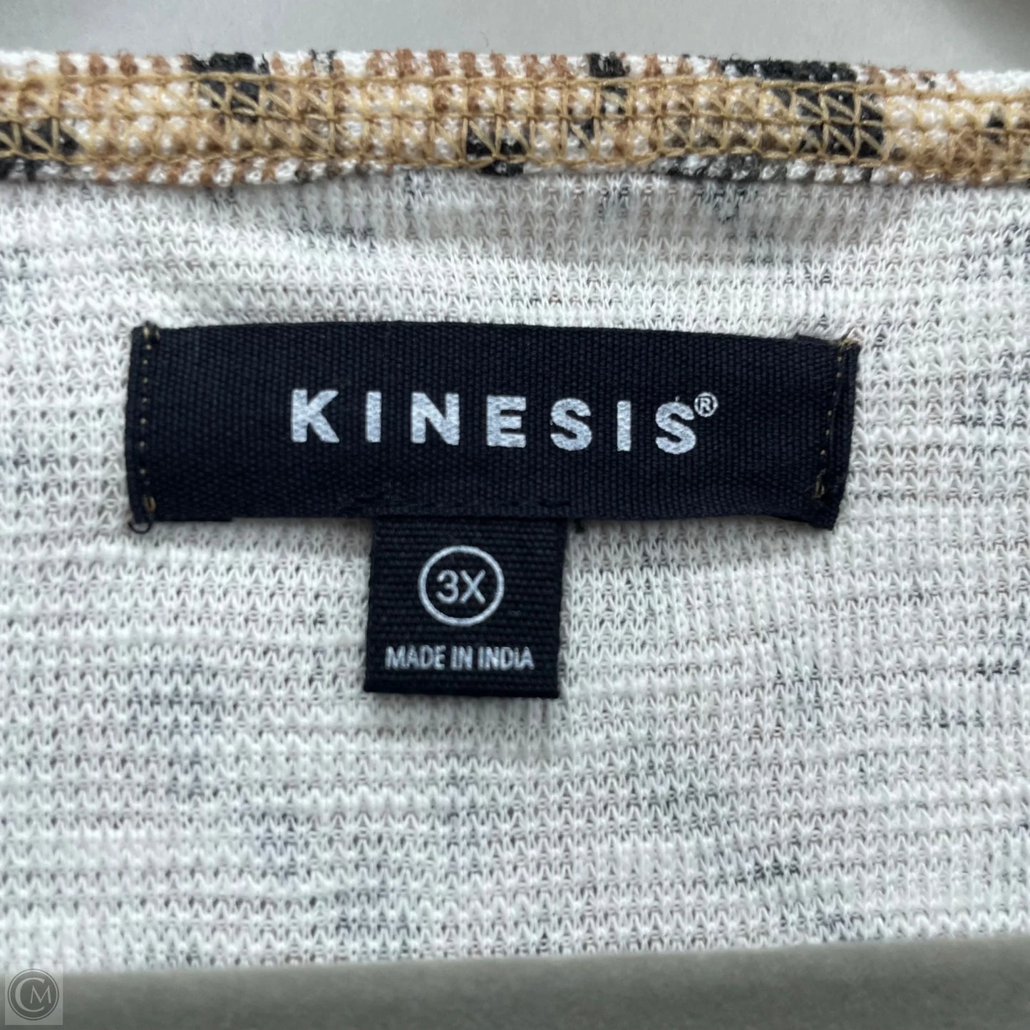 Athletic Top Long Sleeve Crewneck By Kinesis In Black & Tan, Size: 3x