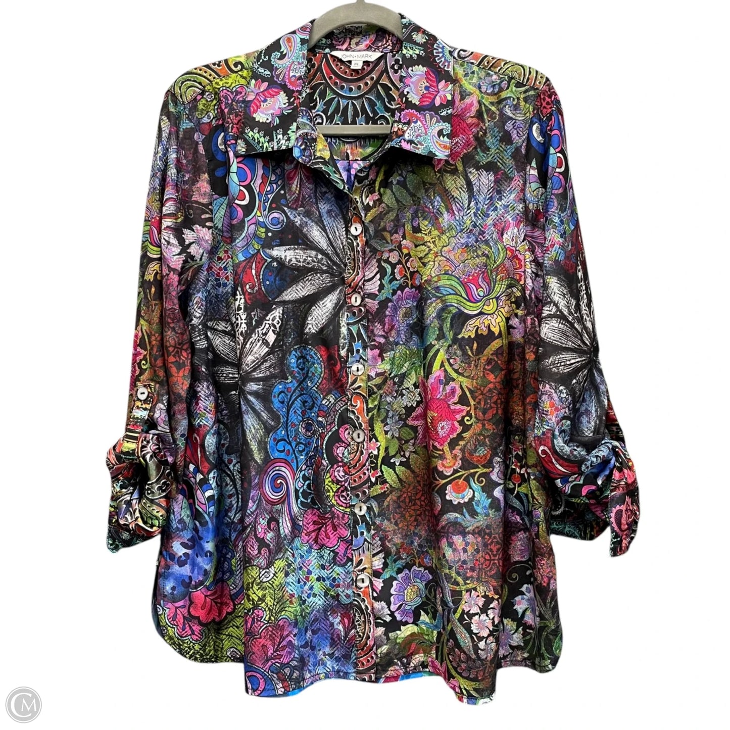 Blouse Long Sleeve By John Mark In Floral Print, Size: Lp