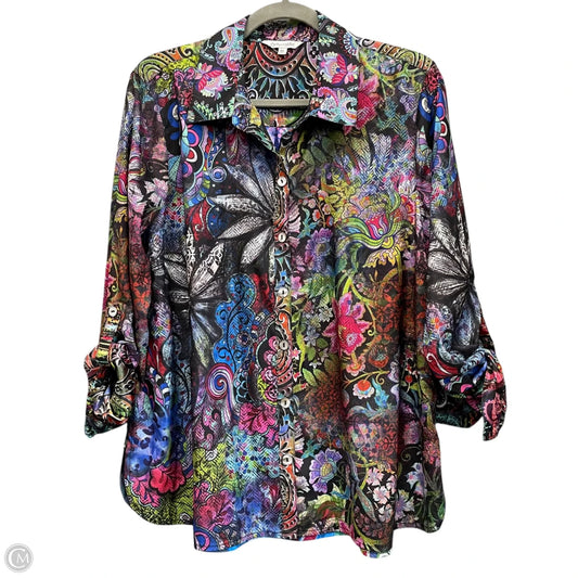 Blouse Long Sleeve By John Mark In Floral Print, Size: Lp