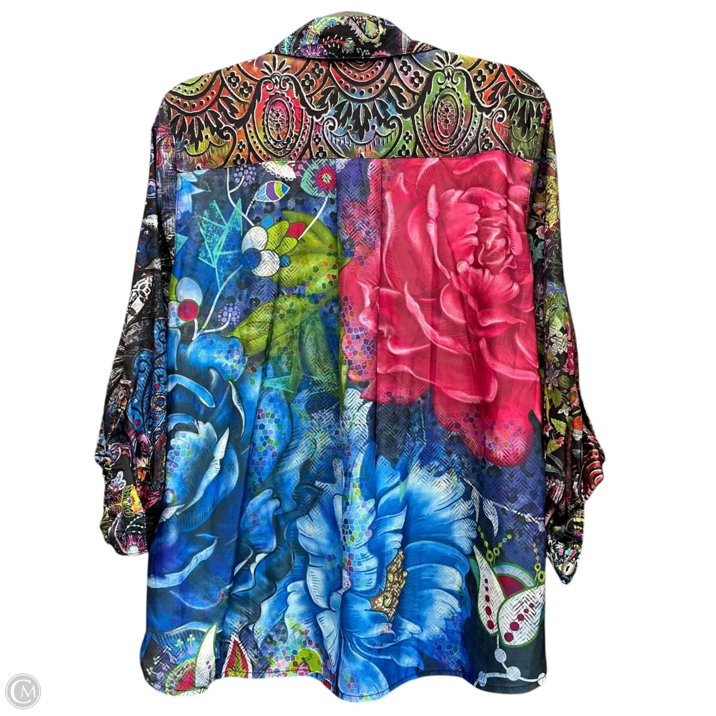 Blouse Long Sleeve By John Mark In Floral Print, Size: Lp