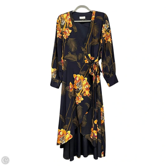 Dress Casual Midi By Ted Baker In Blue & Orange, Size: S