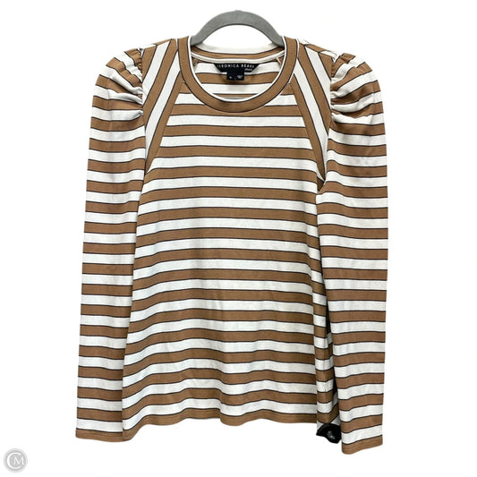 Top Long Sleeve By Veronica Beard In Brown & Cream, Size: M