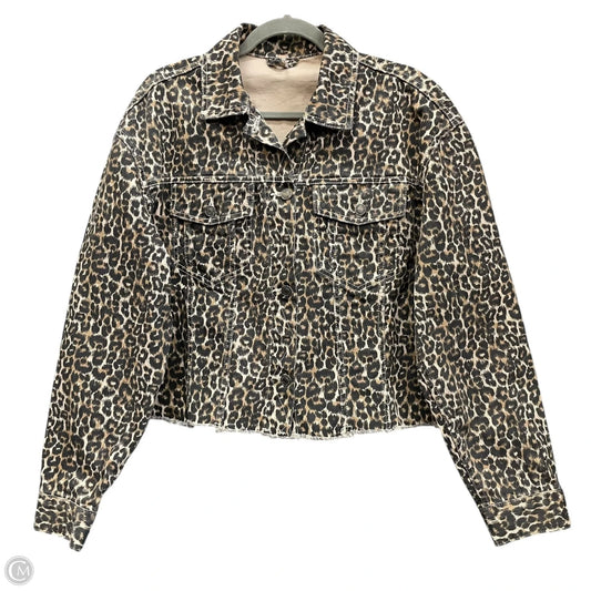 Jacket Denim By Free People In Leopard Print, Size: M