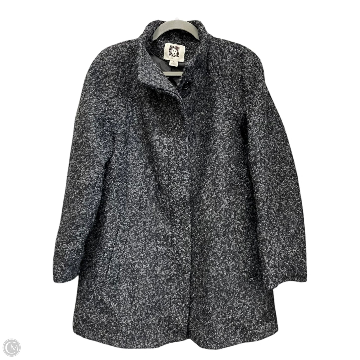Coat Wool By Anne Klein In Black & Grey, Size: Xl