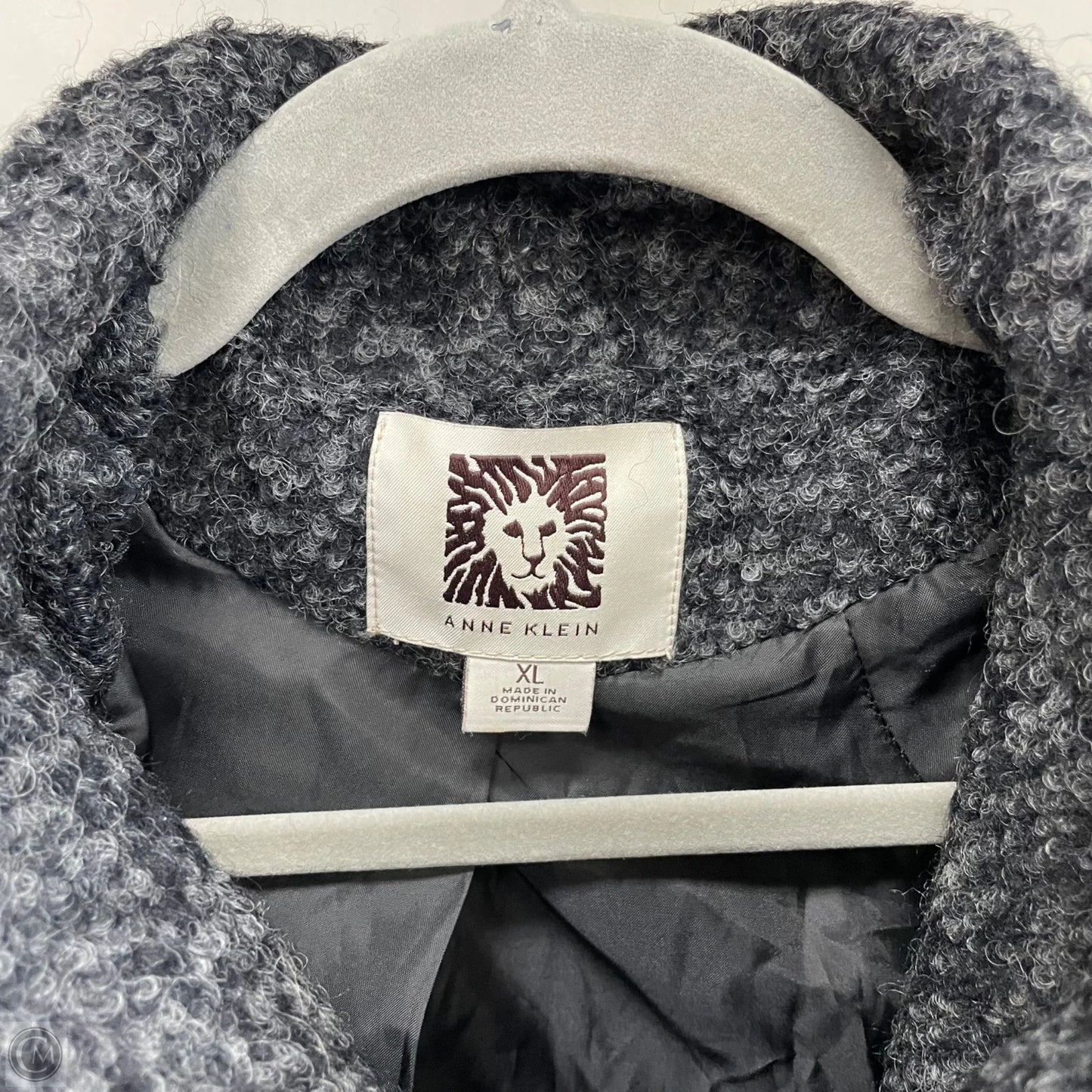 Coat Wool By Anne Klein In Black & Grey, Size: Xl