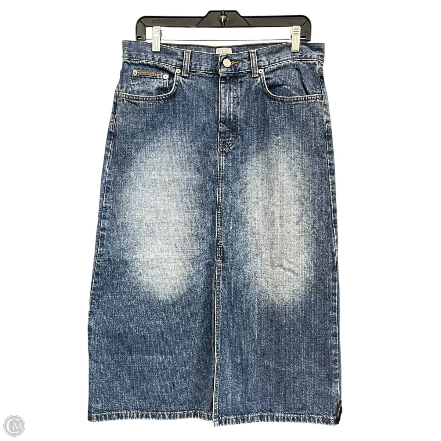 Skirt Midi By Calvin Klein In Blue Denim, Size: 8