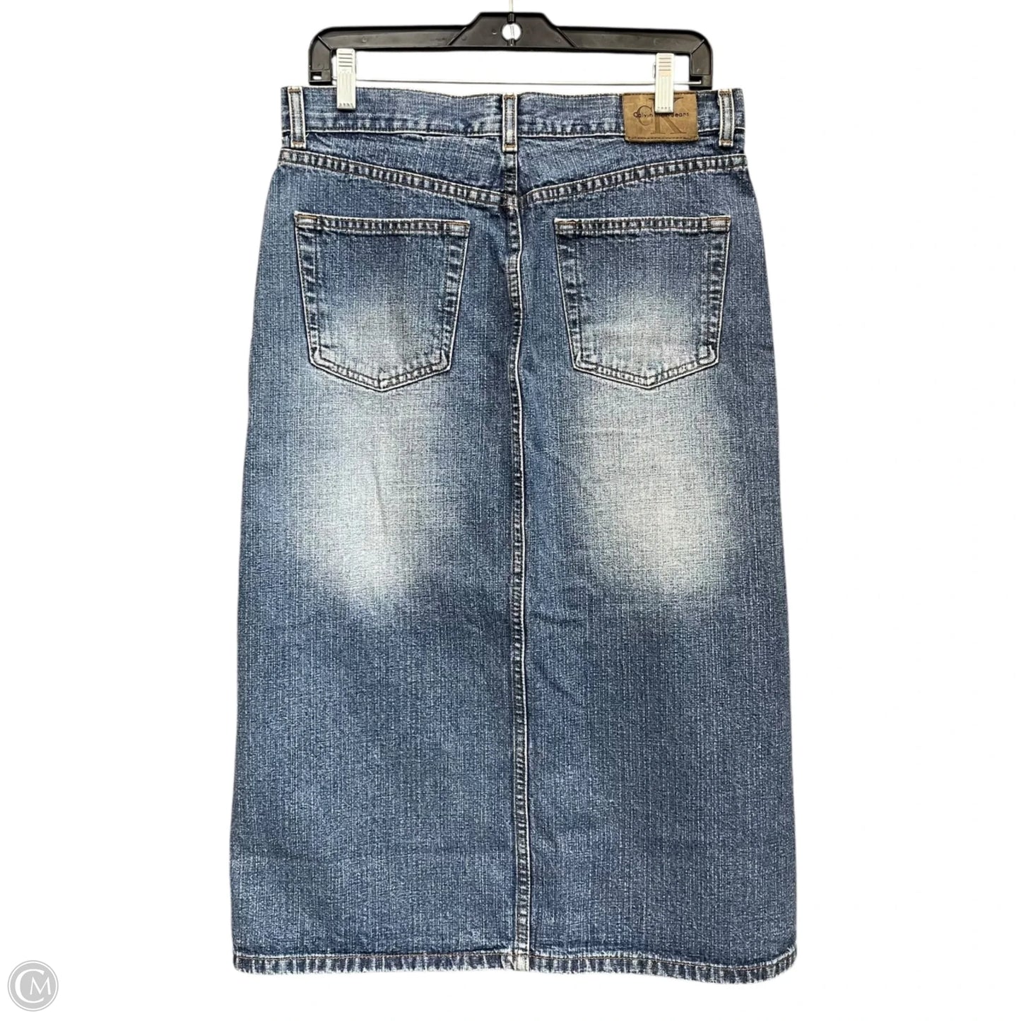 Skirt Midi By Calvin Klein In Blue Denim, Size: 8