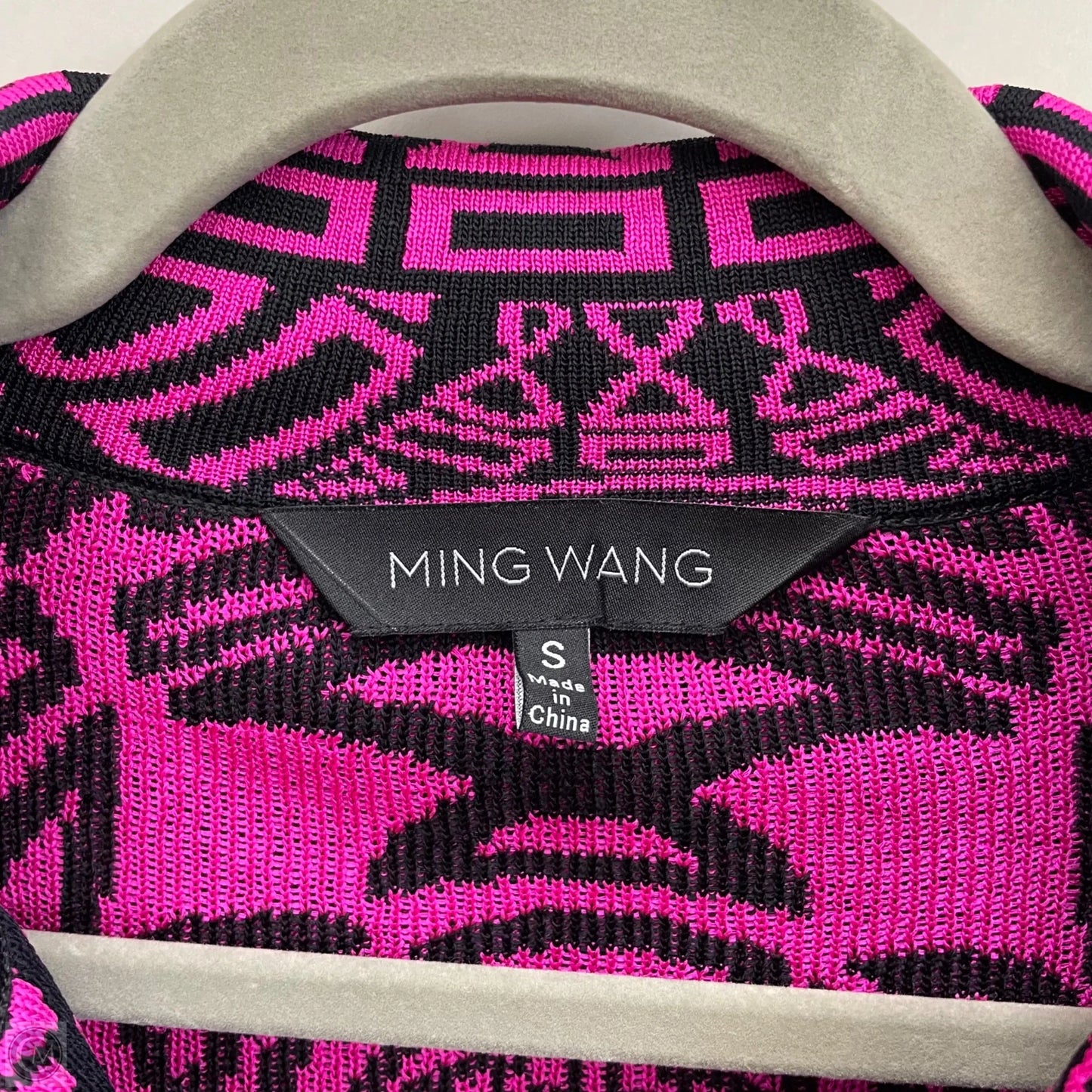 Sweater Cardigan By Ming Wang In Black & Pink, Size: S