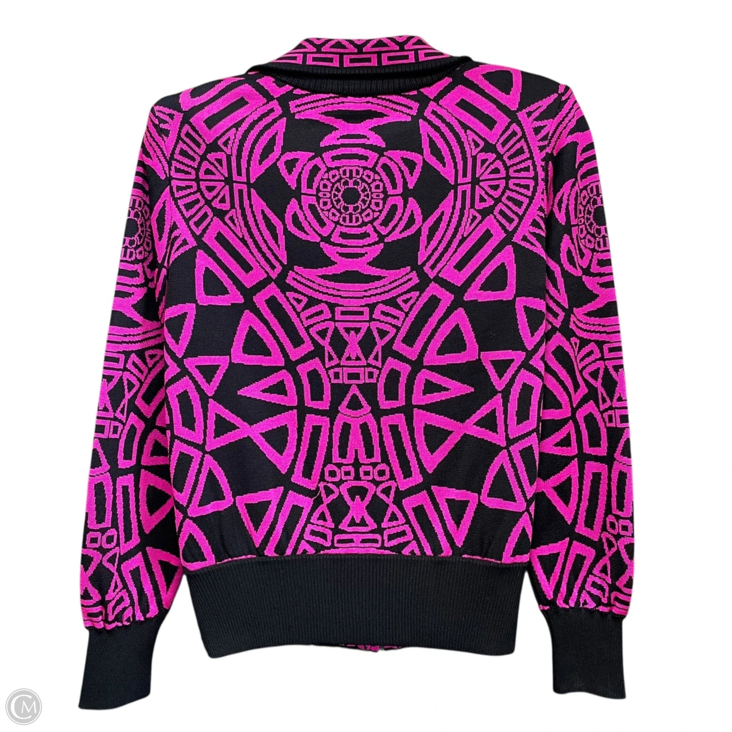 Sweater Cardigan By Ming Wang In Black & Pink, Size: S