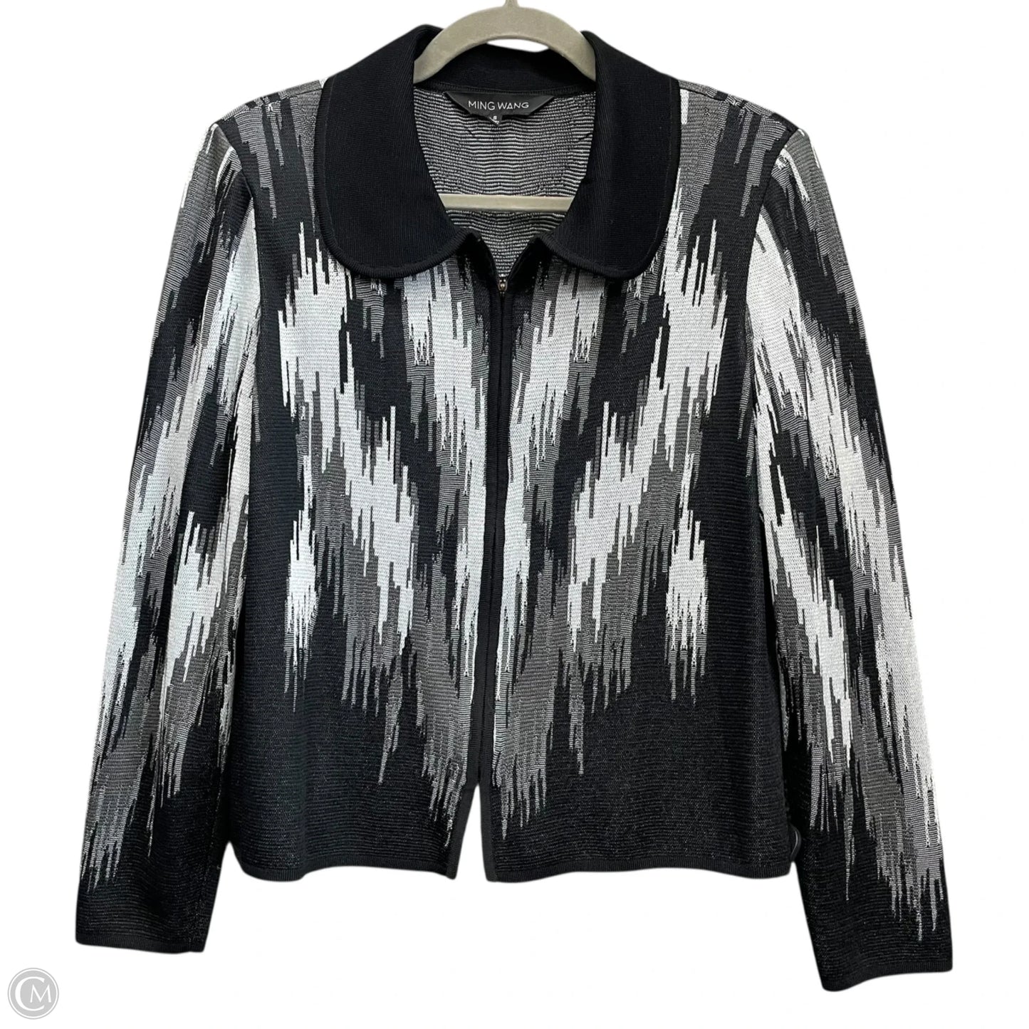 Sweater Cardigan By Ming Wang In Black & Grey, Size: S