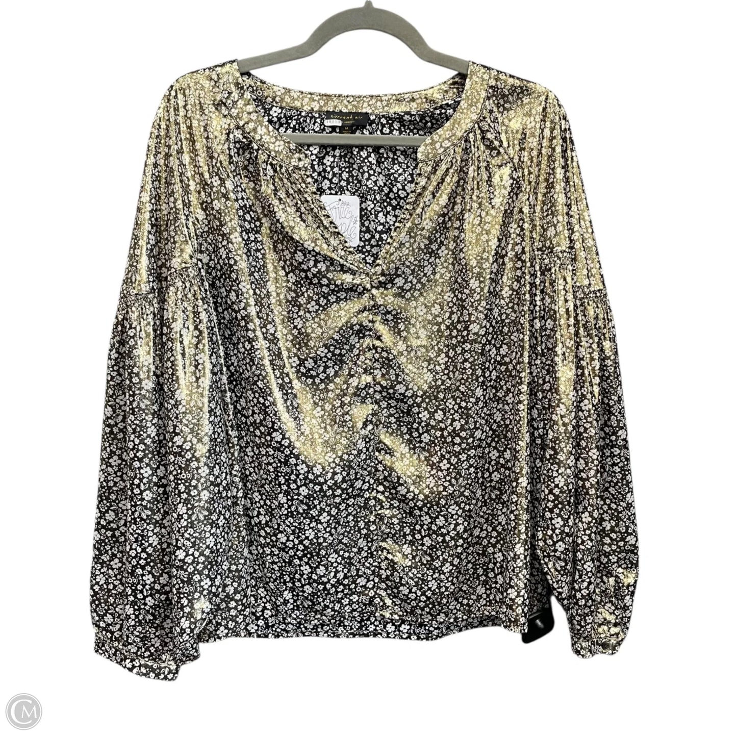 Blouse Long Sleeve By Current Air In Gold, Size: M