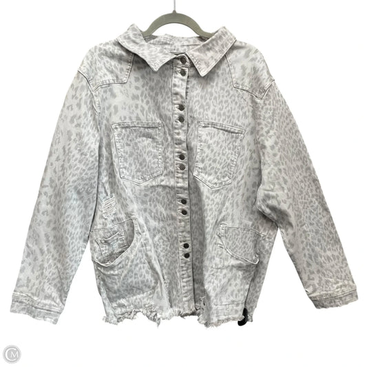 Jacket Denim By Kancan In Grey Denim, Size: Xl