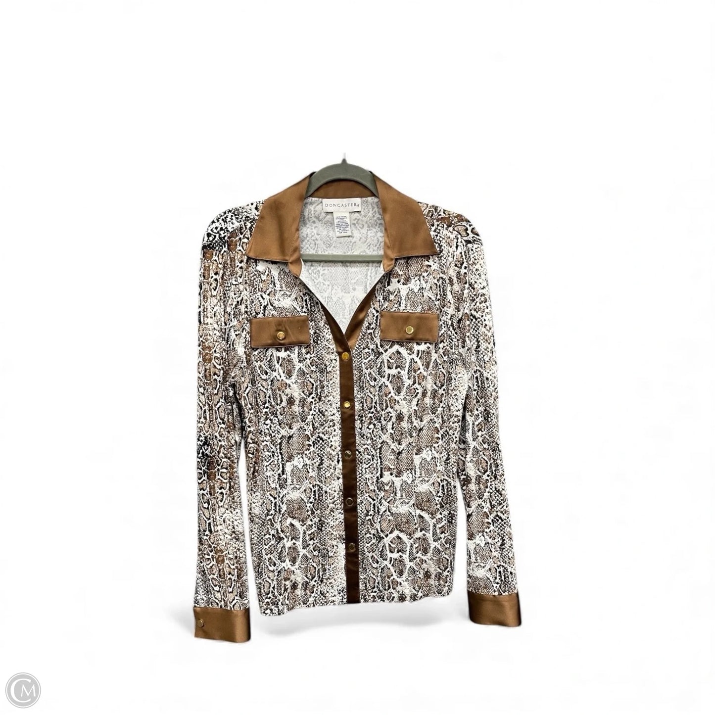 Top Long Sleeve By Doncaster In Snakeskin Print, Size: M