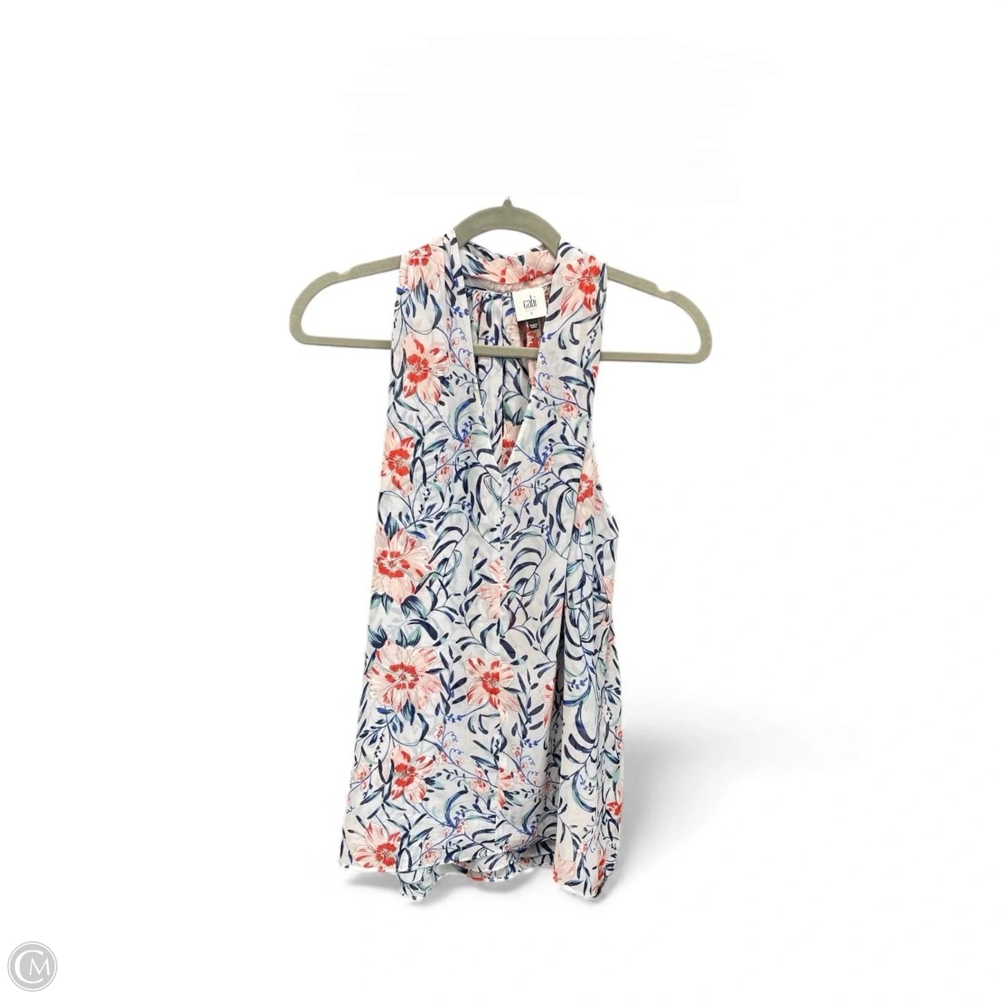 Blouse Sleeveless By Cabi In Blue & Orange, Size: S