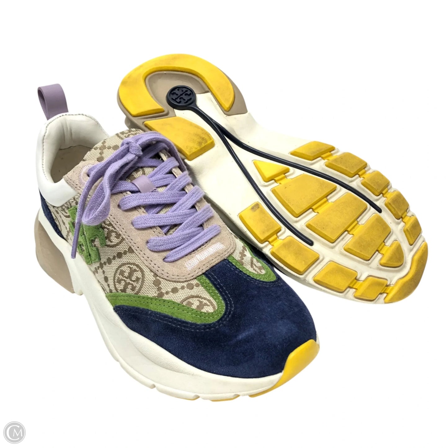 Shoes Designer By Tory Burch In Blue & Tan, Size: 6.5