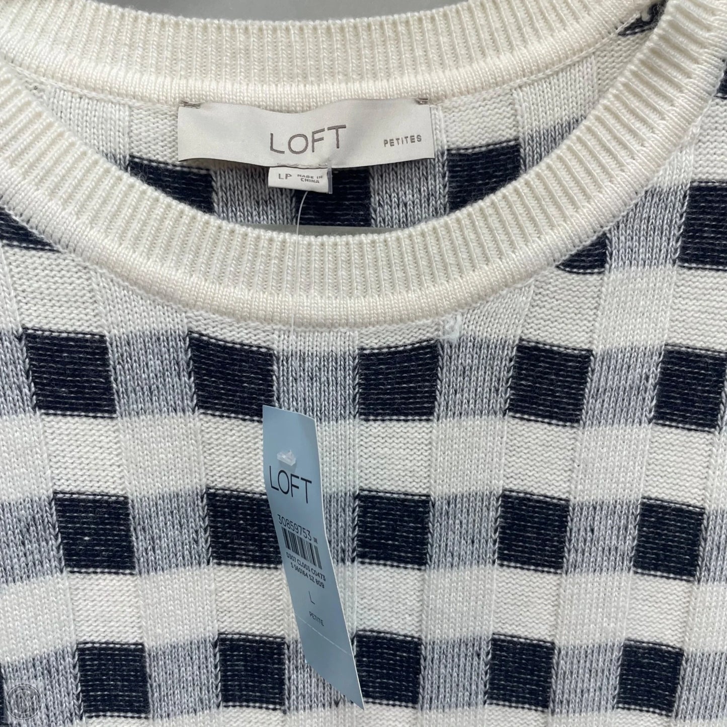 Sweater By Loft In Blue & Cream, Size: Lp